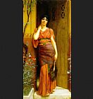 John William Godward Paintings - At the Garden Door by John William Godward